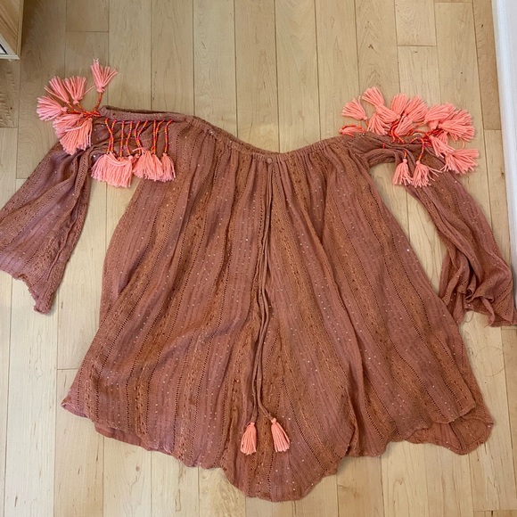 sundress - beautiful off the shoulder tassels dress - size xs/s - Picture 2 of 5